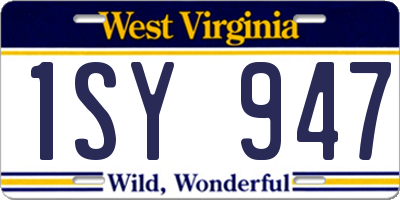 WV license plate 1SY947