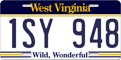 WV license plate 1SY948