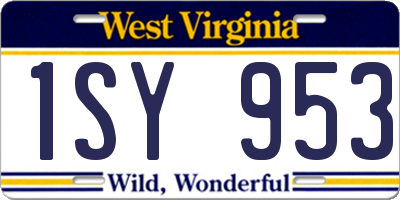 WV license plate 1SY953