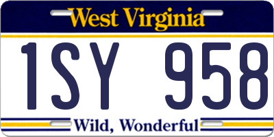 WV license plate 1SY958
