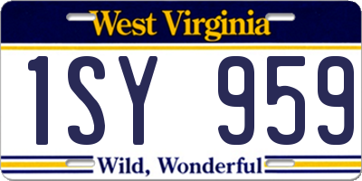 WV license plate 1SY959
