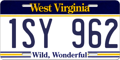 WV license plate 1SY962
