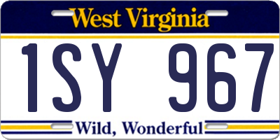 WV license plate 1SY967