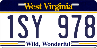 WV license plate 1SY978