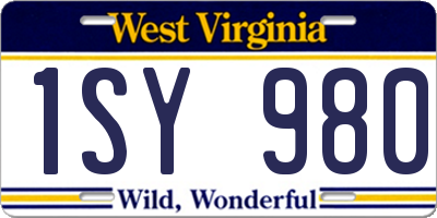 WV license plate 1SY980