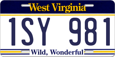 WV license plate 1SY981
