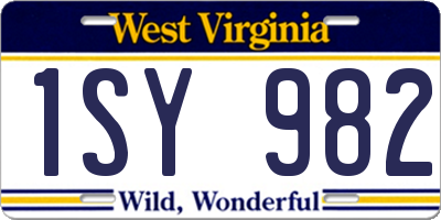 WV license plate 1SY982