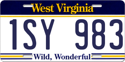 WV license plate 1SY983