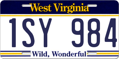 WV license plate 1SY984