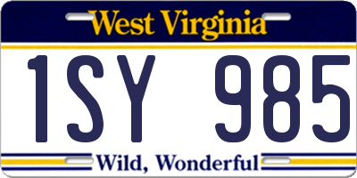 WV license plate 1SY985