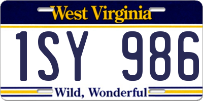 WV license plate 1SY986