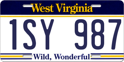 WV license plate 1SY987