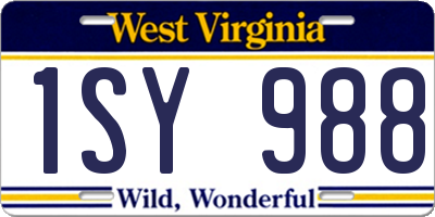 WV license plate 1SY988