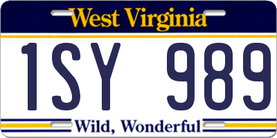 WV license plate 1SY989