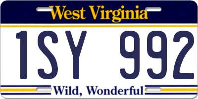 WV license plate 1SY992