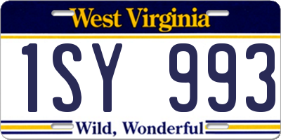 WV license plate 1SY993