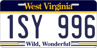 WV license plate 1SY996