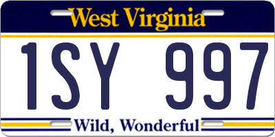 WV license plate 1SY997