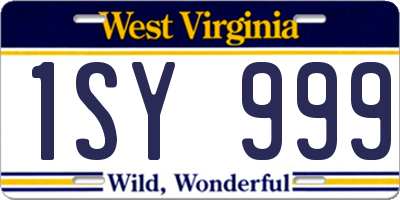 WV license plate 1SY999