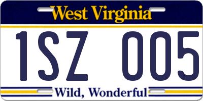 WV license plate 1SZ005