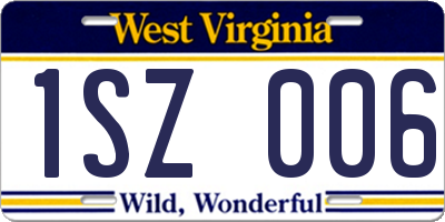 WV license plate 1SZ006