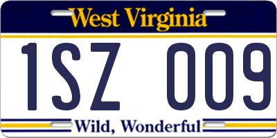 WV license plate 1SZ009