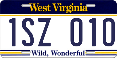 WV license plate 1SZ010
