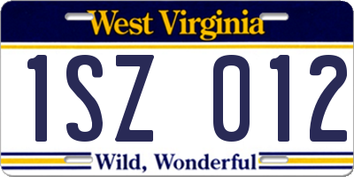 WV license plate 1SZ012