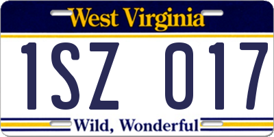 WV license plate 1SZ017
