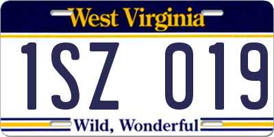 WV license plate 1SZ019