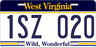 WV license plate 1SZ020
