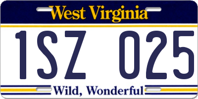 WV license plate 1SZ025