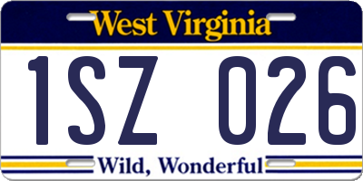 WV license plate 1SZ026