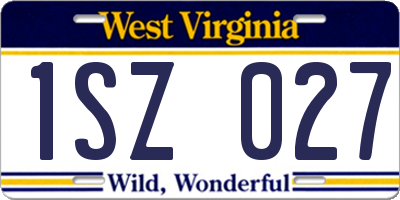 WV license plate 1SZ027