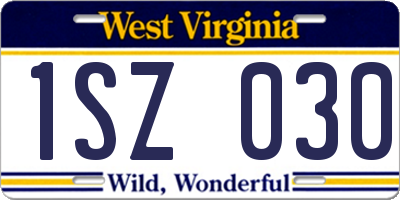 WV license plate 1SZ030