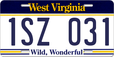 WV license plate 1SZ031