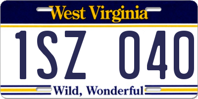 WV license plate 1SZ040