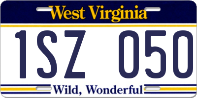 WV license plate 1SZ050