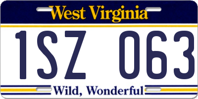 WV license plate 1SZ063