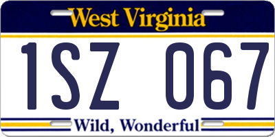 WV license plate 1SZ067