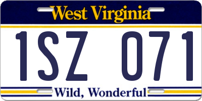 WV license plate 1SZ071