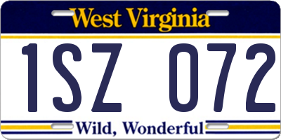 WV license plate 1SZ072