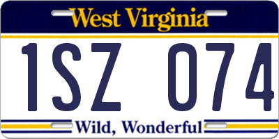 WV license plate 1SZ074