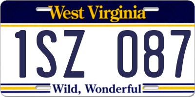 WV license plate 1SZ087