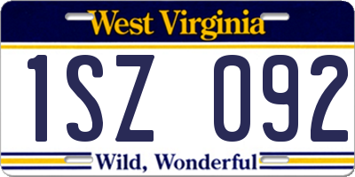WV license plate 1SZ092