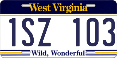 WV license plate 1SZ103