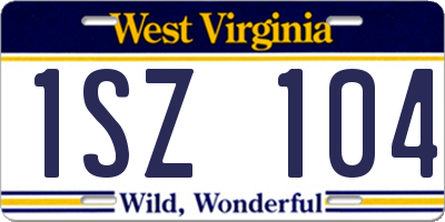 WV license plate 1SZ104