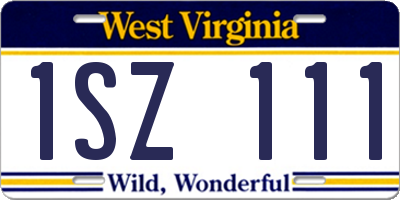 WV license plate 1SZ111