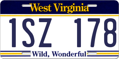 WV license plate 1SZ178
