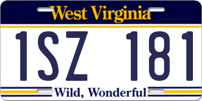 WV license plate 1SZ181